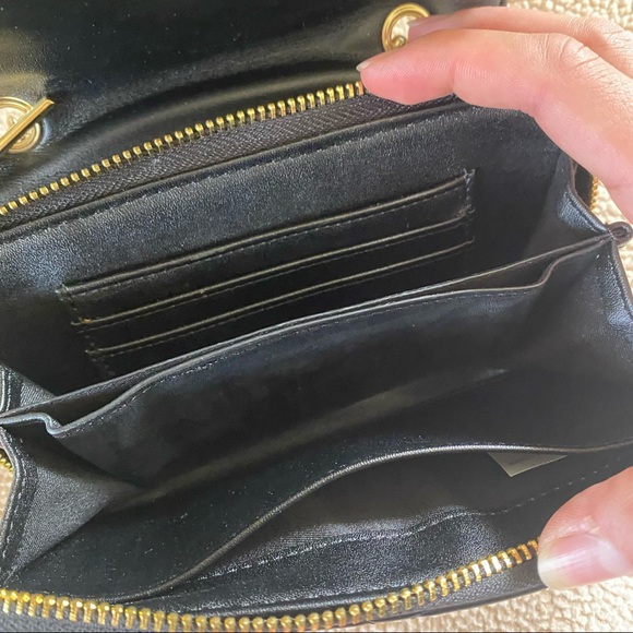 MERONA Black Quilt Textured Gold Chain Crossbody Small Clutch Purse - Picture 6 of 12